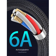 Кабель быстрой зарядки Type-C/Type-C угловой 25см